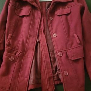 BONGO Kids Pea Coat in Deep Red